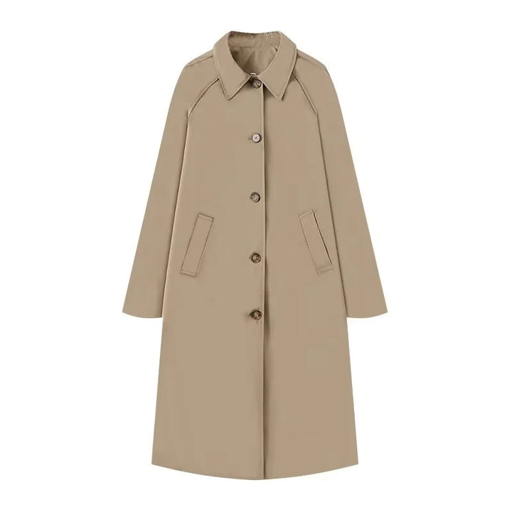 Damen 400+ lang geschnittener Trenchcoat mit Raglanärmeln und verdeckter Knopfleiste Echo Archiv