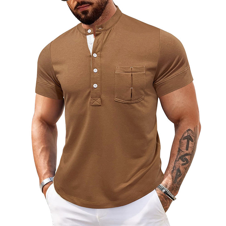 Herren Polohemd mit modernem Knopfdesign Echoarchiv