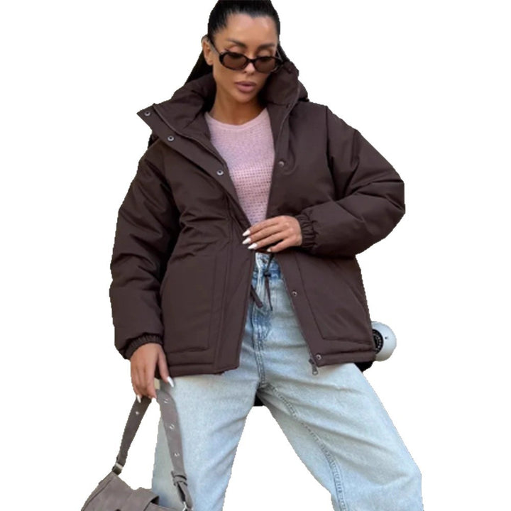 Damen Steppparka mit hohem Kragen, tailliertem Kordelzug und Kapuze Echoarchiv