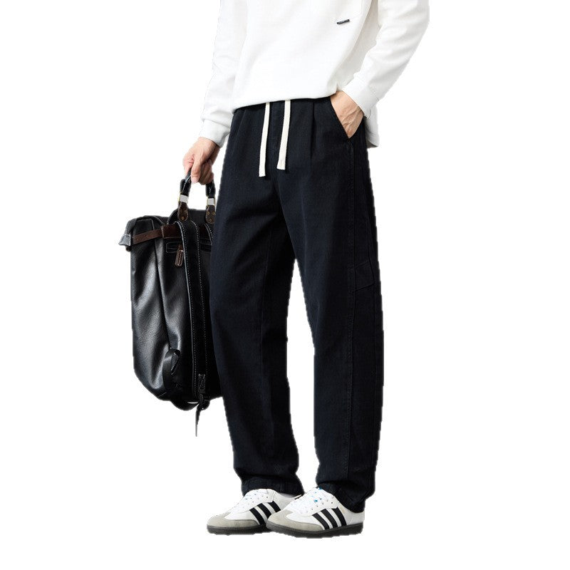 Herren Weite Baumwoll-Canvas Cargo-Hose mit Tunnelzugbund und Mehrfachtaschen Echo Archiv