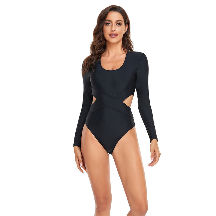 DamenSportlicher Langarm-Badeanzug mit modischem Cut-Out-Design Echo Archiv