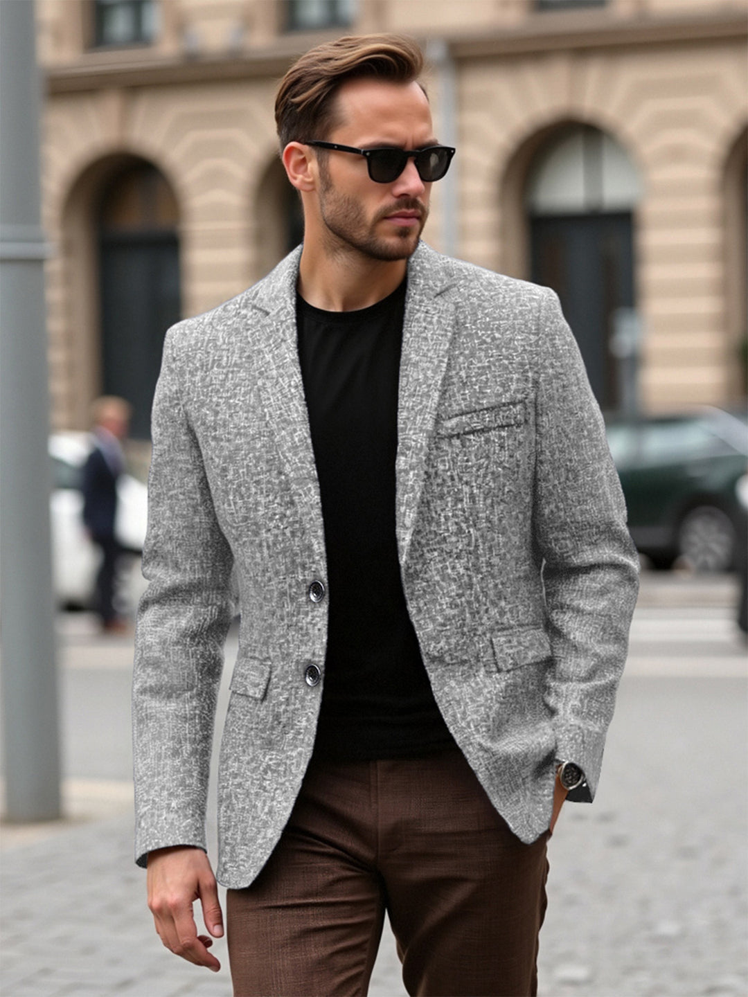 Herren eleganter strukturierten Blazer mit modernem Gewebe und stilvollen Details Echoarchiv