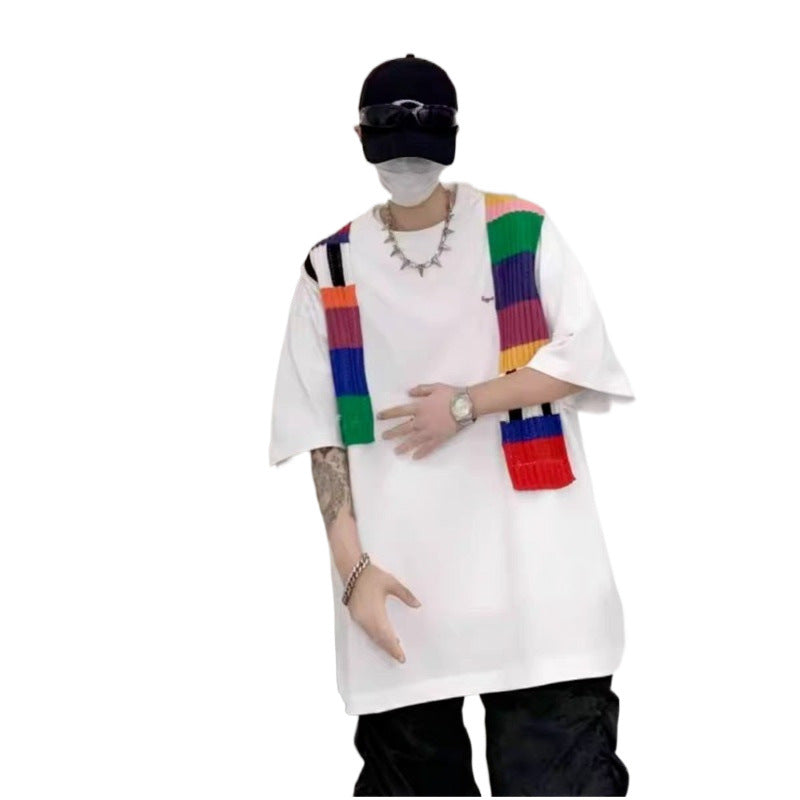 Unisex Oversized T-Shirt mit buntem Strickdetail Echoarchiv