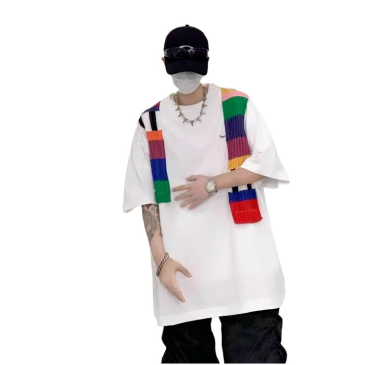 Unisex Oversized T-Shirt mit buntem Strickdetail Echoarchiv