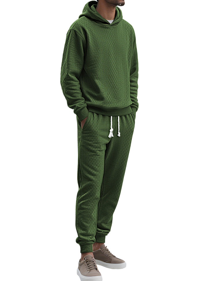 Herren Strukturierter Lounge-Set mit Kapuzenpullover und Jogginghose Echoarchiv