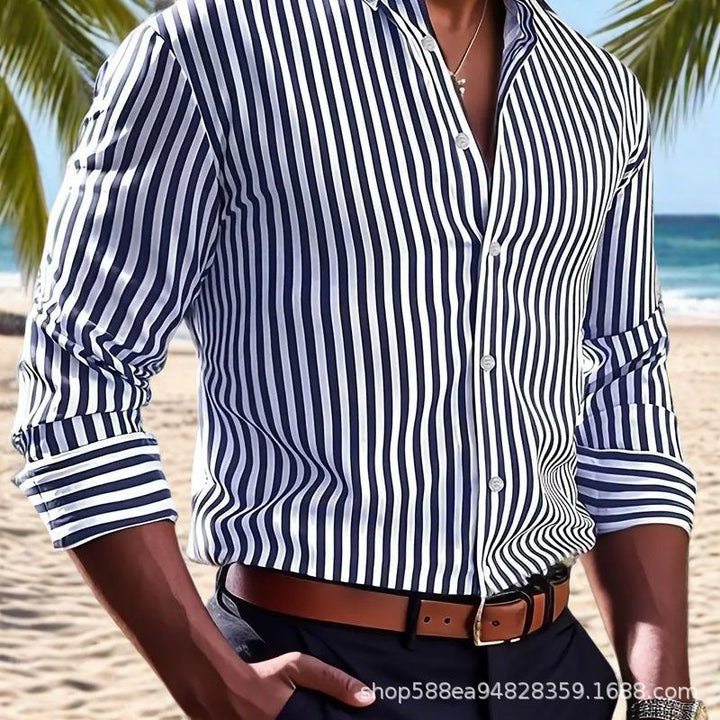 Herren Elegantes Langarm Hemd mit feinem Streifenmuster Echoarchiv