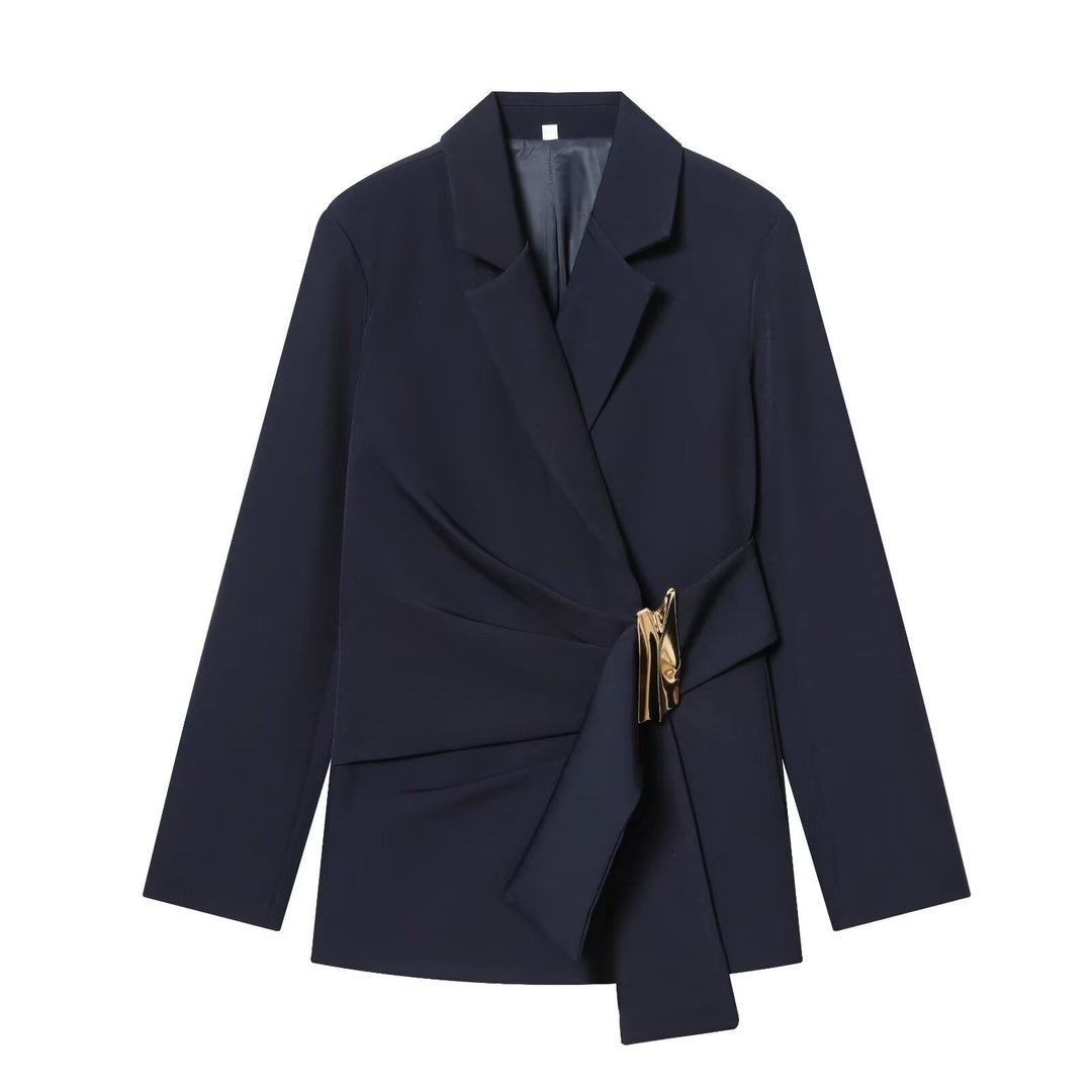 Damen Zweiteiliges Wickelblazer- und Palazzo-Anzugset mit Ziergürtel Echo Archiv