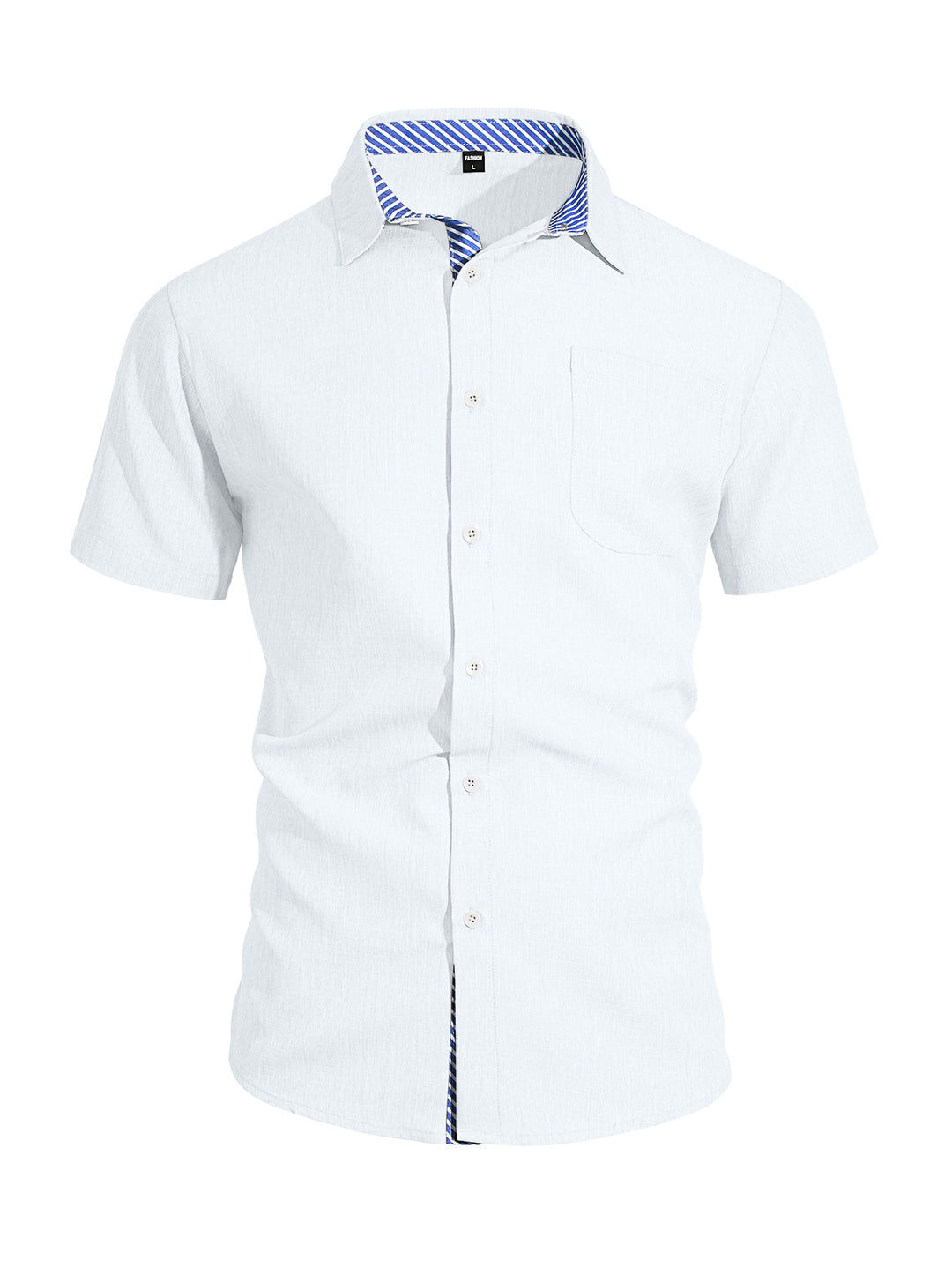 Herren nan Business-Casual Kurzarmhemd mit gestreiftem Kragenfutter und Brusttasche Echo Archiv