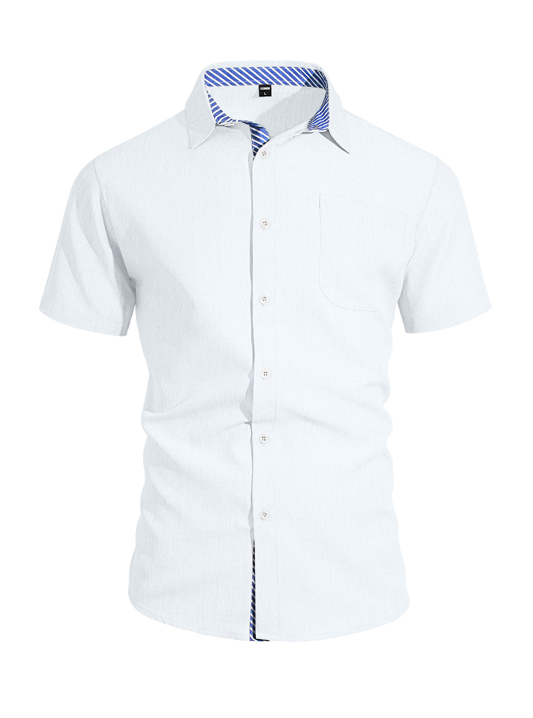 Herren Business-Casual Kurzarmhemd mit gestreiftem Kragenfutter und Brusttasche – Arvello
