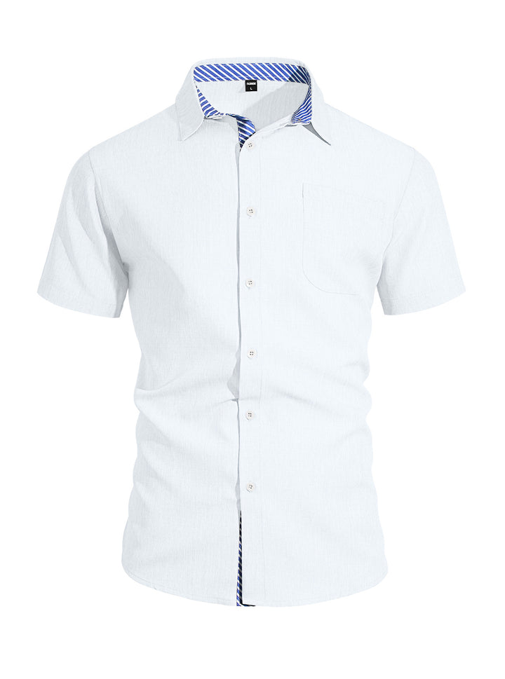 Herren nan Business-Casual Kurzarmhemd mit gestreiftem Kragenfutter und Brusttasche Echo Archiv