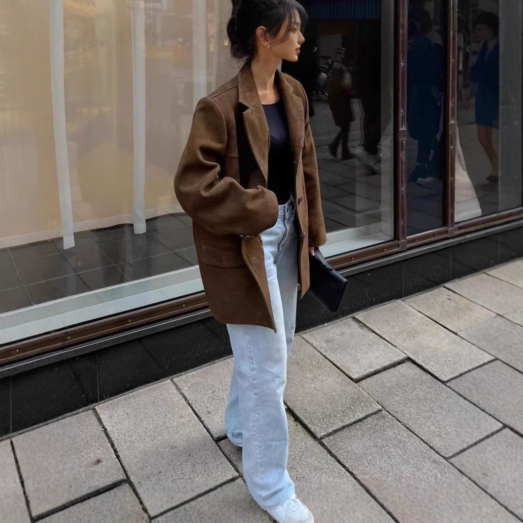 Damen Modische Wildlederjacke – Célinea