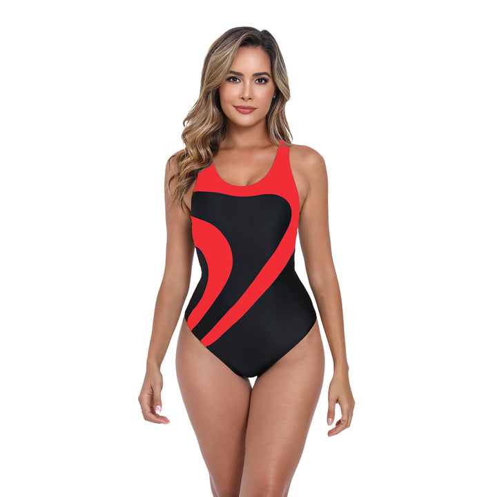 Damen Sportlicher Einteiler Badeanzug mit dynamischem Mustermix Echo Archiv