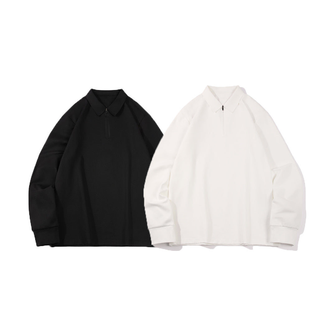 Unisex Oversized Halbzip-Pullover mit Hemdkragen und Technical-Scuba-Stoff Echo Archiv