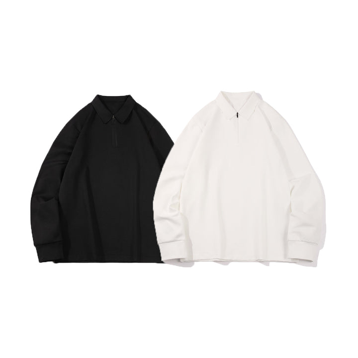 Unisex Oversized Halbzip-Pullover mit Hemdkragen und Technical-Scuba-Stoff Echo Archiv