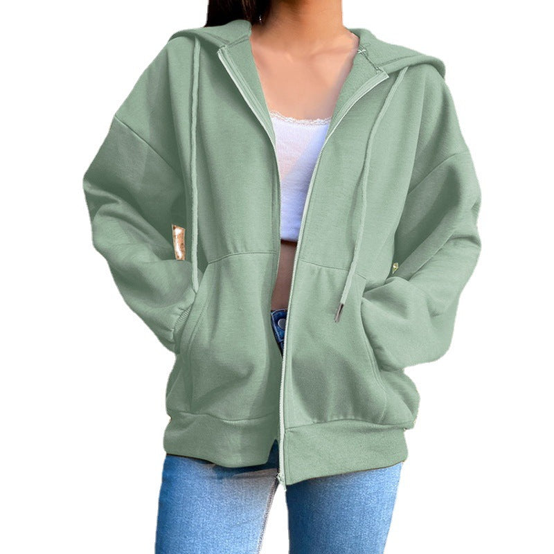 Damen nan legerer Kapuzen-Zipper mit Oversize-Passform, Kängurutaschen und durchgehendem Reißverschluss Echo Archiv