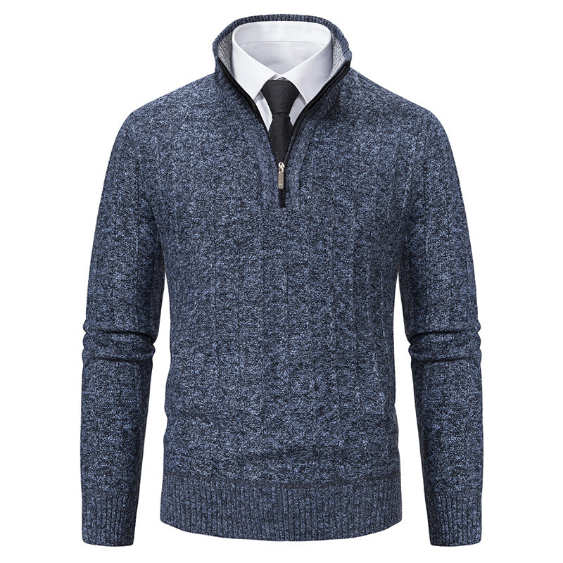 Herren nan Halbzip-Strickpullover mit strukturierter Zopfoptik, wärmendem Stehkragen und schmaler Silhouette Echo Archiv