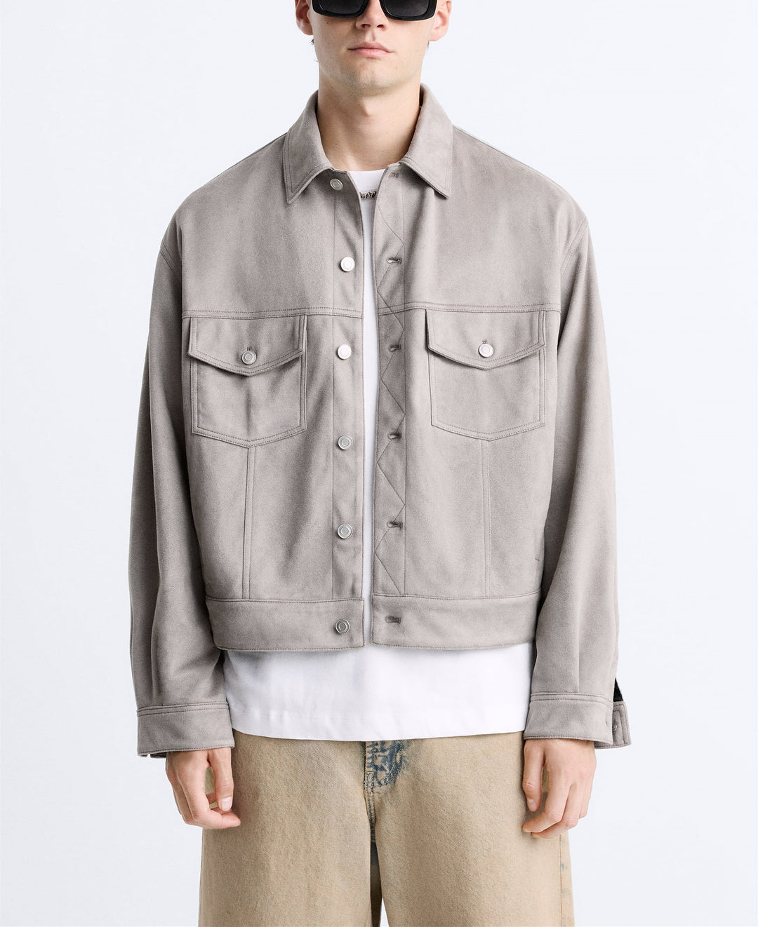 Herren lässige Wildlederjacke mit praktischen Brusttaschen und modernem Schnitt Hedi-Mode