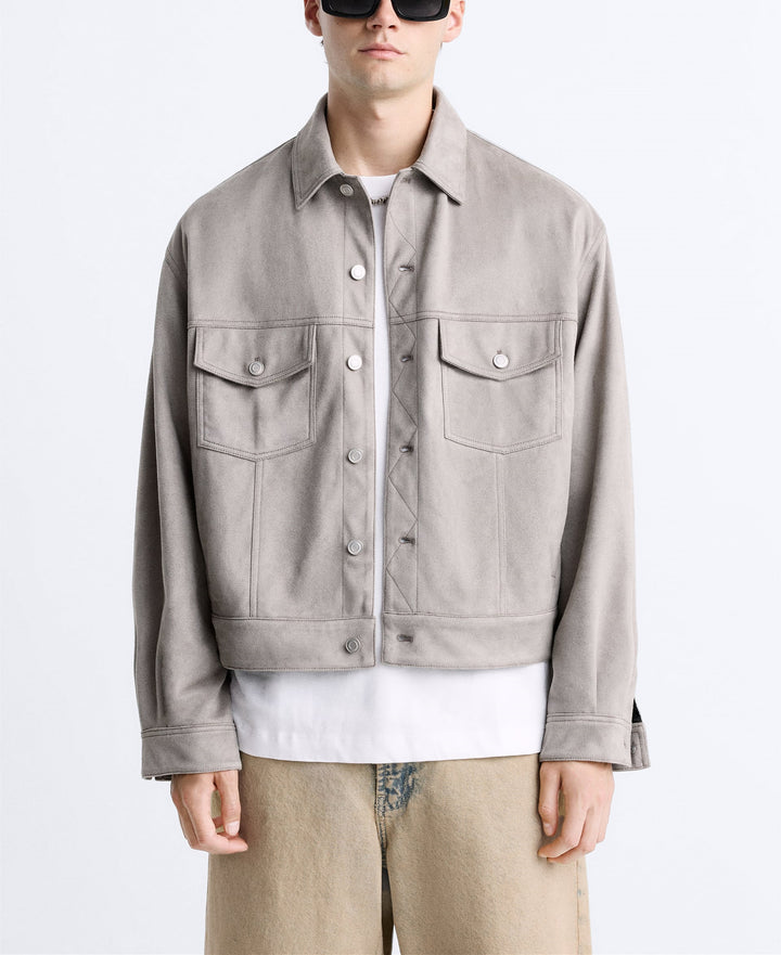 Herren lässige Wildlederjacke mit praktischen Brusttaschen und modernem Schnitt Hedi-Mode