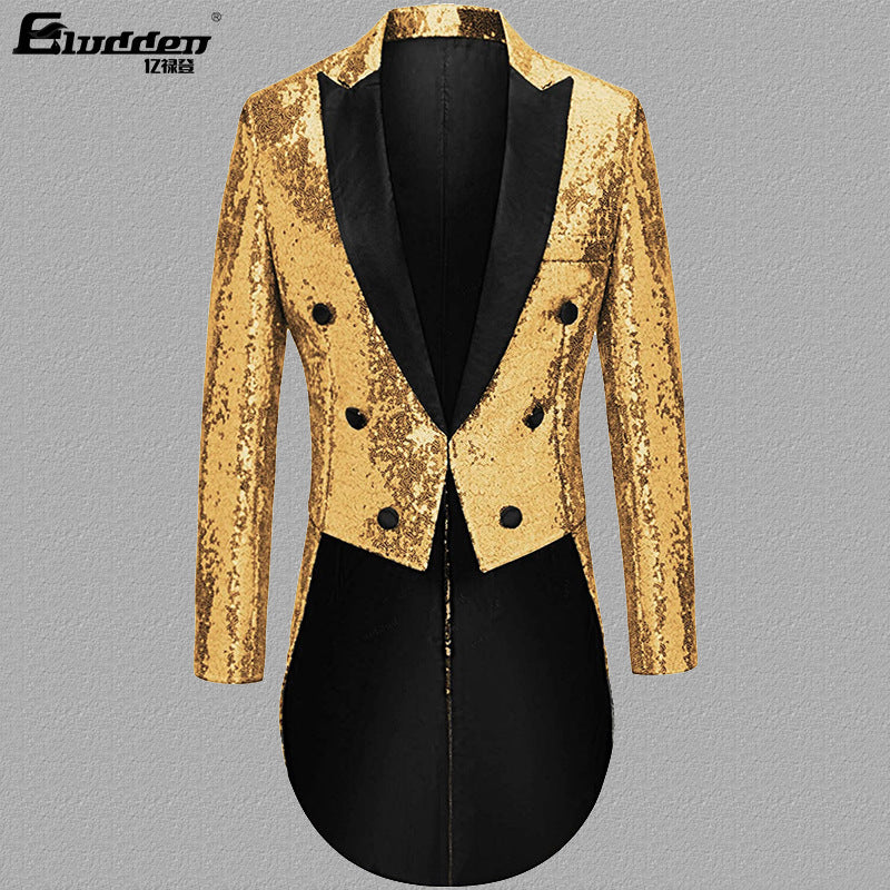 Herren Pailletten Blazer mit doppelter Knopfleiste und elegantem Revers Echoarchiv
