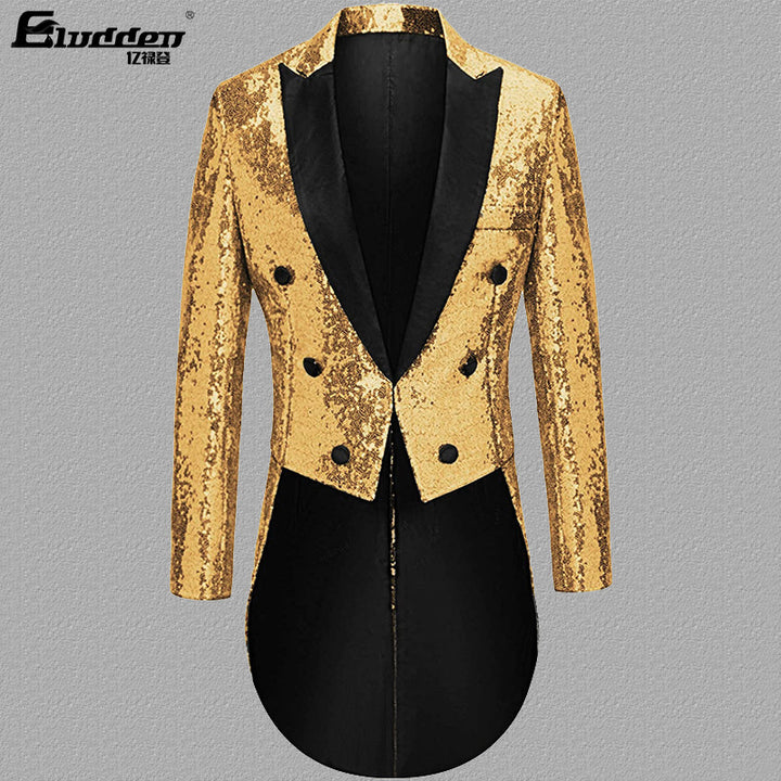 Herren Pailletten Blazer mit doppelter Knopfleiste und elegantem Revers Echoarchiv
