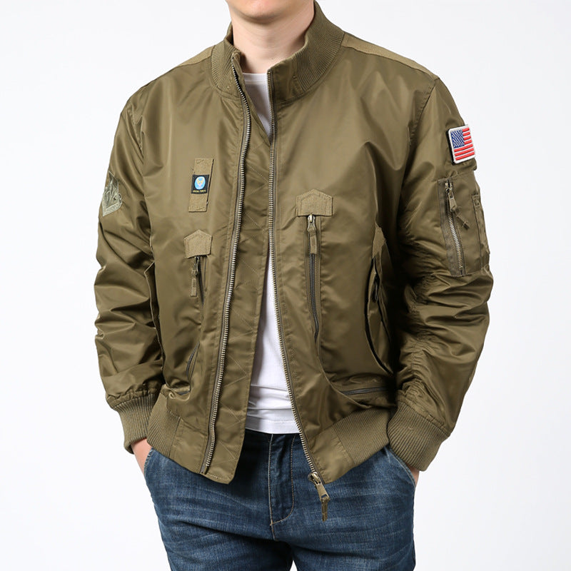 Herren Piloten-Bomberjacke mit Utility-Ärmeltasche, Reißverschluss-Front und Rippbündchen Echo Archiv