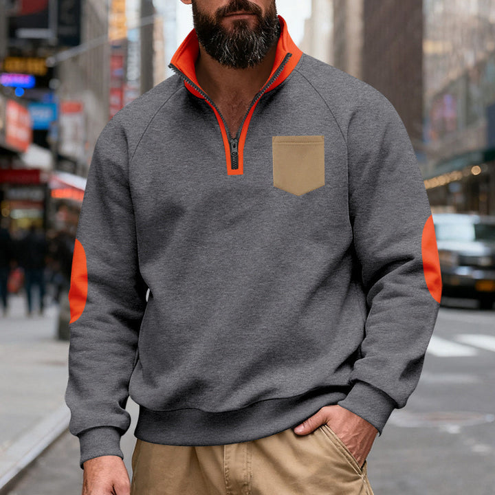 Herren Pullover mit Stehkragen und Reißverschluss Echoarchiv