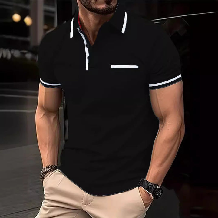 Herren Poloshirt mit kontrastierenden Details und praktischer Brusttasche Echoarchiv