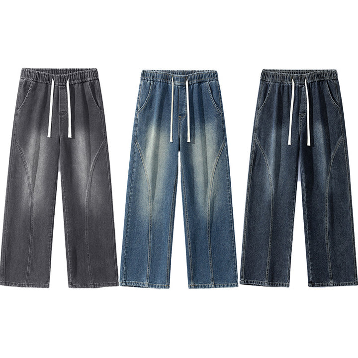 Herren Skulpturale Baggy-Denimhose mit tiefem Schritt und abgerundetem Saum Echo Archiv