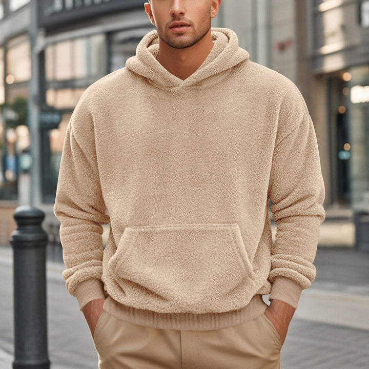 Herren nan kuscheliger Oversize-Fleece-Hoodie mit Kängurutasche und geripptem Saum Echo Archiv