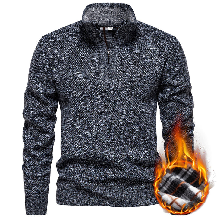 Herren Strickpullover mit halbem Reißverschluss und modischem Strukturdesign Echoarchiv