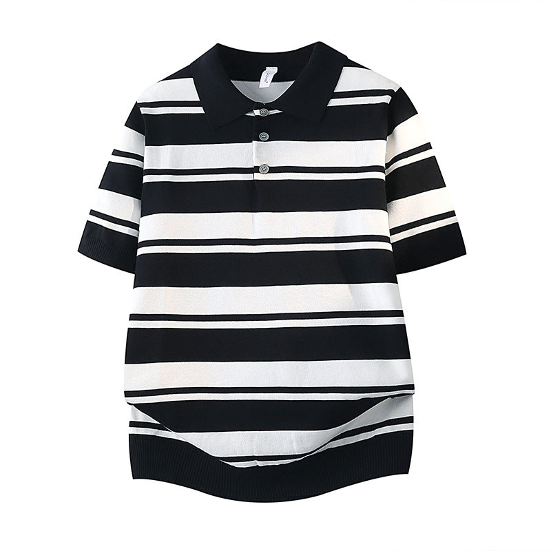 Damen Kurzarm Poloshirt mit gestreiftem Design – Avérine