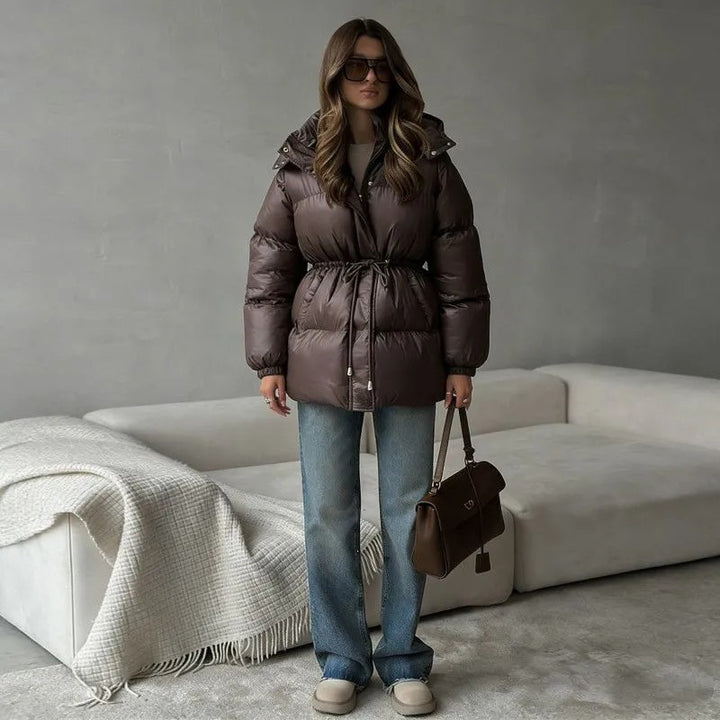 Damen Modische Kapuzenjacke mit Taillenzug