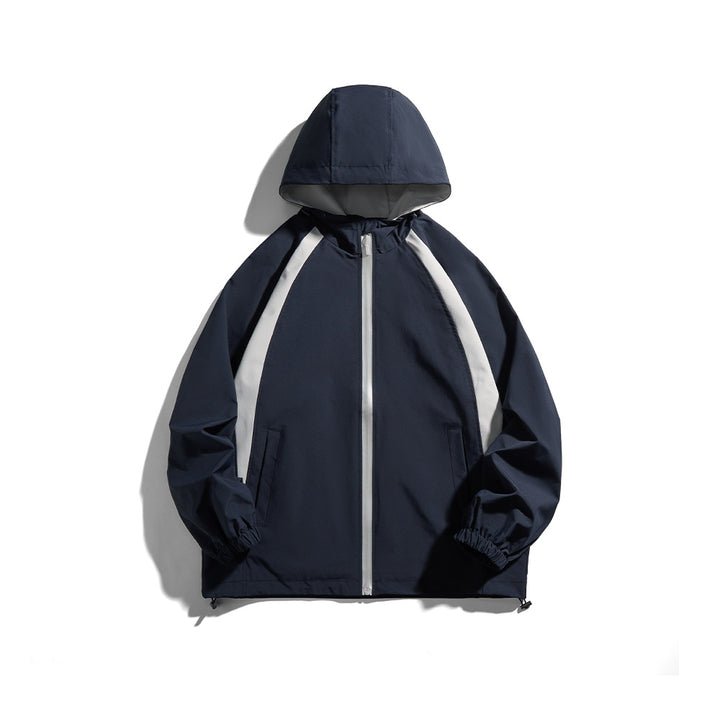 Herren Kapuzen-Windjacke im sportiven Colorblock-Design mit verstellbarem Saum Echoarchiv