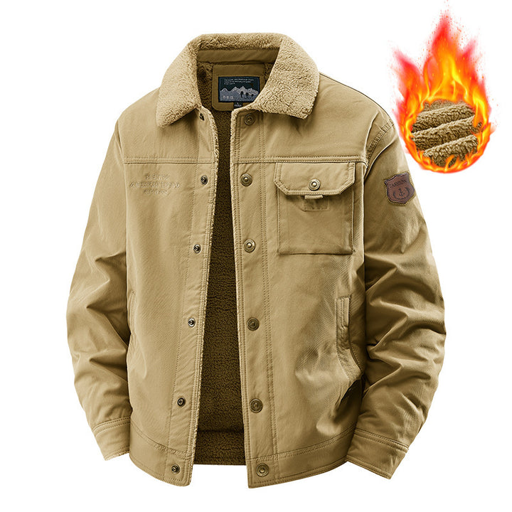 Herren nan gefütterte Canvas-Jacke mit Sherpa-Kragen, wärmendem Teddyfutter und funktionalen Brusttaschen Echo Archiv