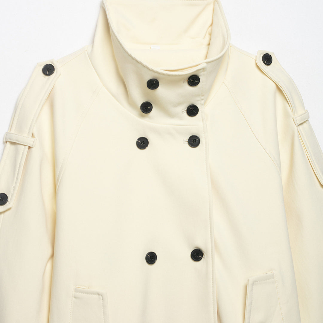 Damen Doppelreihiger Trench‑Cape mit Taillengürtel und Stehkragen Echo Archiv