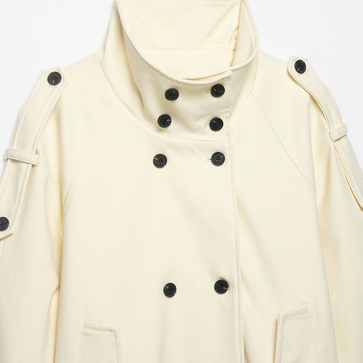 Damen Doppelreihiger Trench‑Cape mit Taillengürtel und Stehkragen Echo Archiv