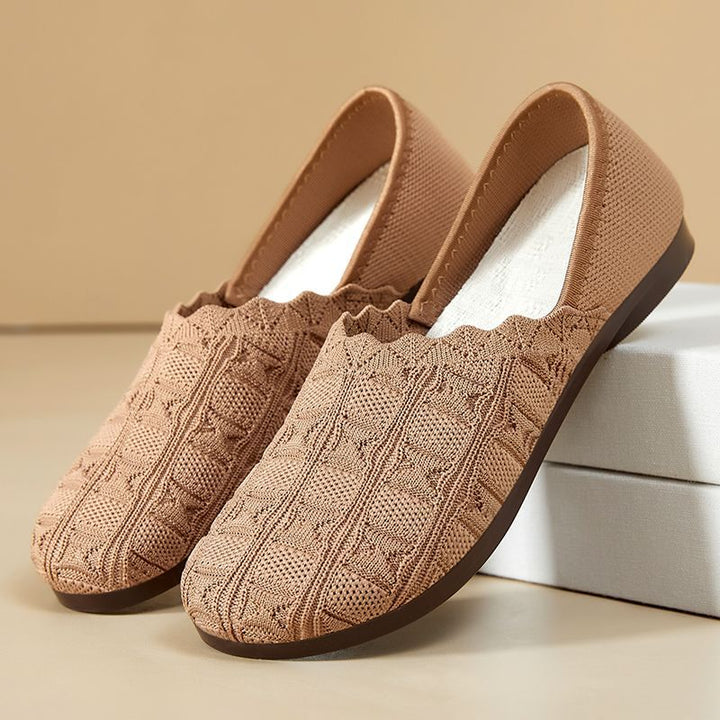 Damen nan gestrickter Komfort-Ballerina-Slipper mit elastischem Einstieg, geformter Polstersohle und rutschfester Flexlaufsohle Echo Archiv