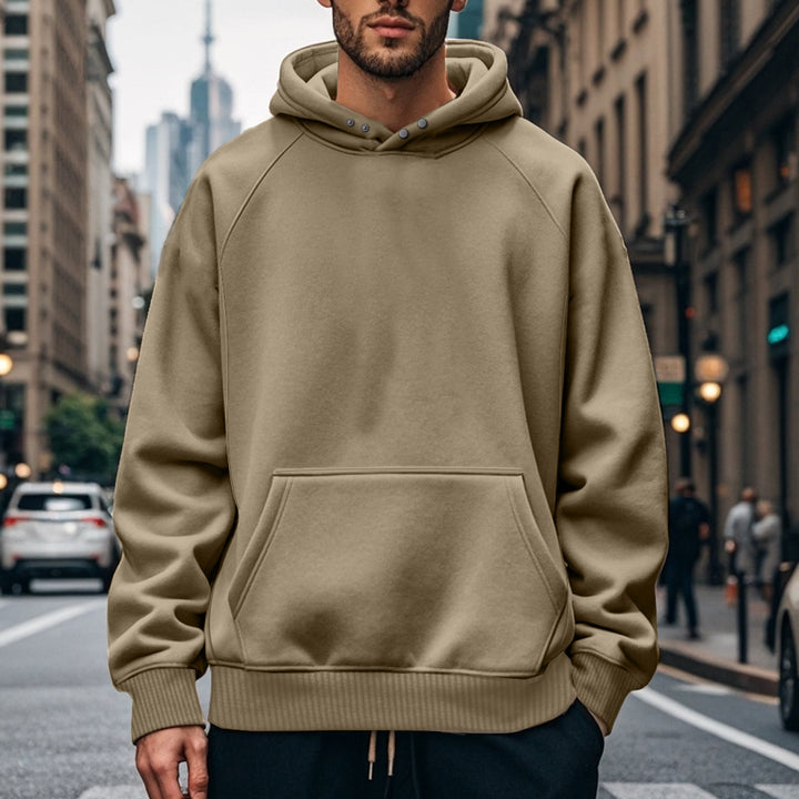 Herren oversized Kapuzenpullover aus weichem Baumwollmix mit Kangaroo-Tasche Echoarchiv