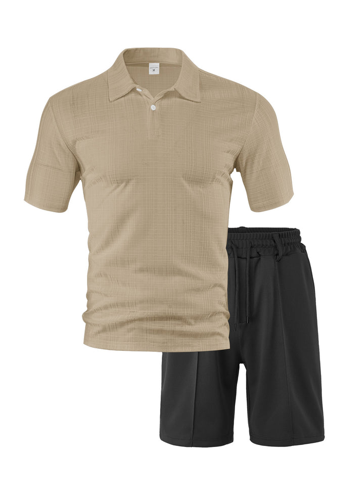 Herren Sportliches Polo- und Shorts-Set mit atmungsaktivem Material und elastischem Bund Echoarchiv