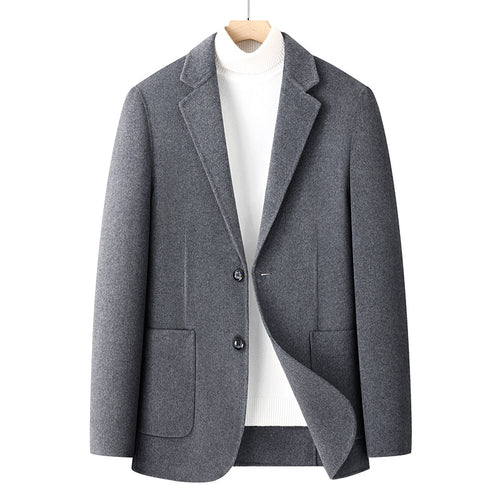 Herren Fischgrät-Wollblazer mit Reverskragen und aufgesetzten Taschen Echoarchiv