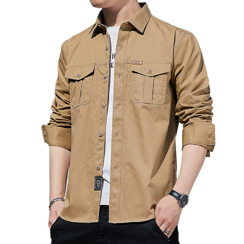 Herren leichtes Utility-Overshirt aus Baumwoll-Canvas mit Brustpattentaschen Echoarchiv
