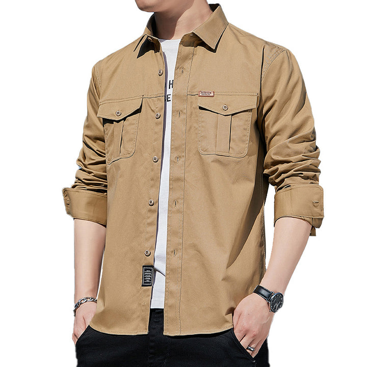 Herren leichtes Utility-Overshirt aus Baumwoll-Canvas mit Brustpattentaschen Echoarchiv