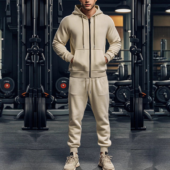 Herren sportliches Hoodie- und Jogginghose-Set mit durchgehendem Reißverschluss und elastischem Bund Echoarchiv