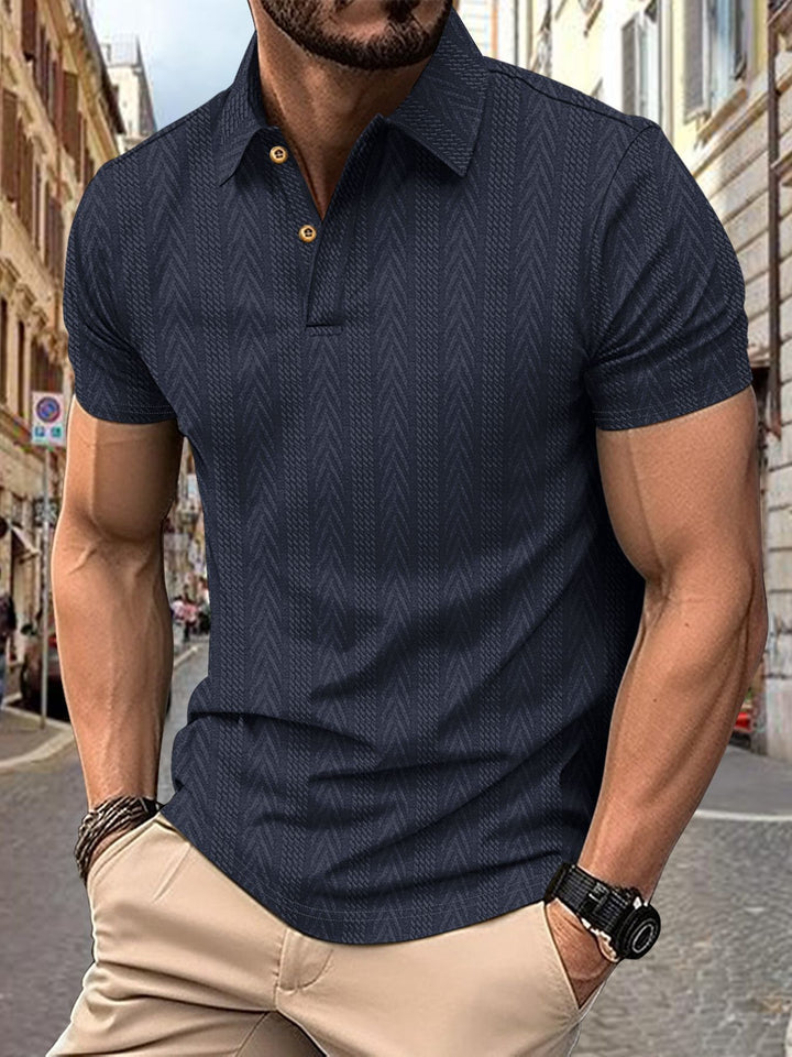 Herren Kurzarm Poloshirt mit strukturiertem Design und eleganter Knopfleiste Echoarchiv