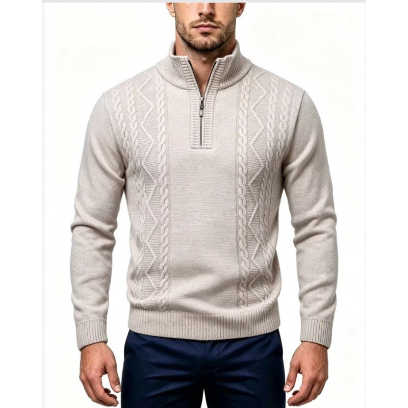 Herren Strukturierter Halbzip-Pullover mit Stehkragen und Zopfmuster-Details Echo Archiv