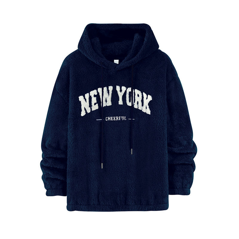 Unisex Kuscheliger Teddy-Fleece-Hoodie mit Chenille-Schriftzug Echoarchiv