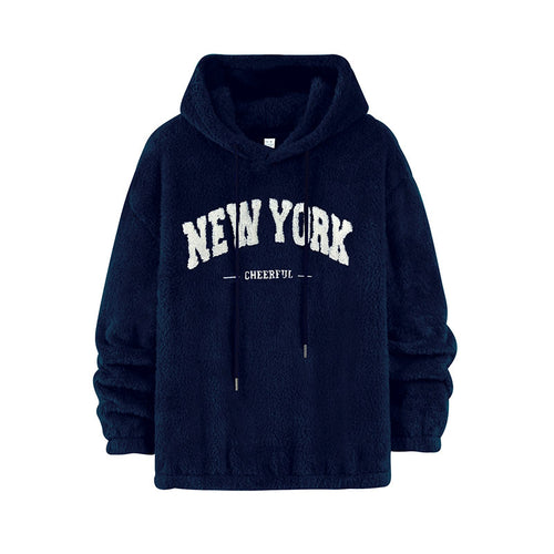 Unisex Kuscheliger Teddy-Fleece-Hoodie mit Chenille-Schriftzug Echoarchiv
