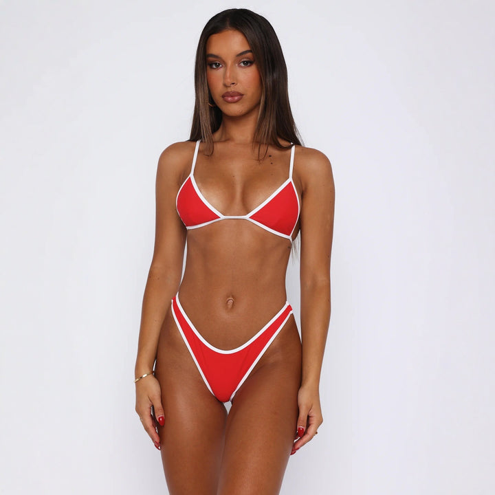 Damen Triangel-Bikini-Set mit kontrastierenden Paspel-Details Echo Archiv