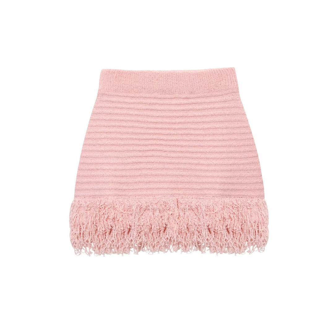 Damen Kurzarm-Strickjacke mit fransigem Saum und dekorativen Knöpfen Echo Archiv