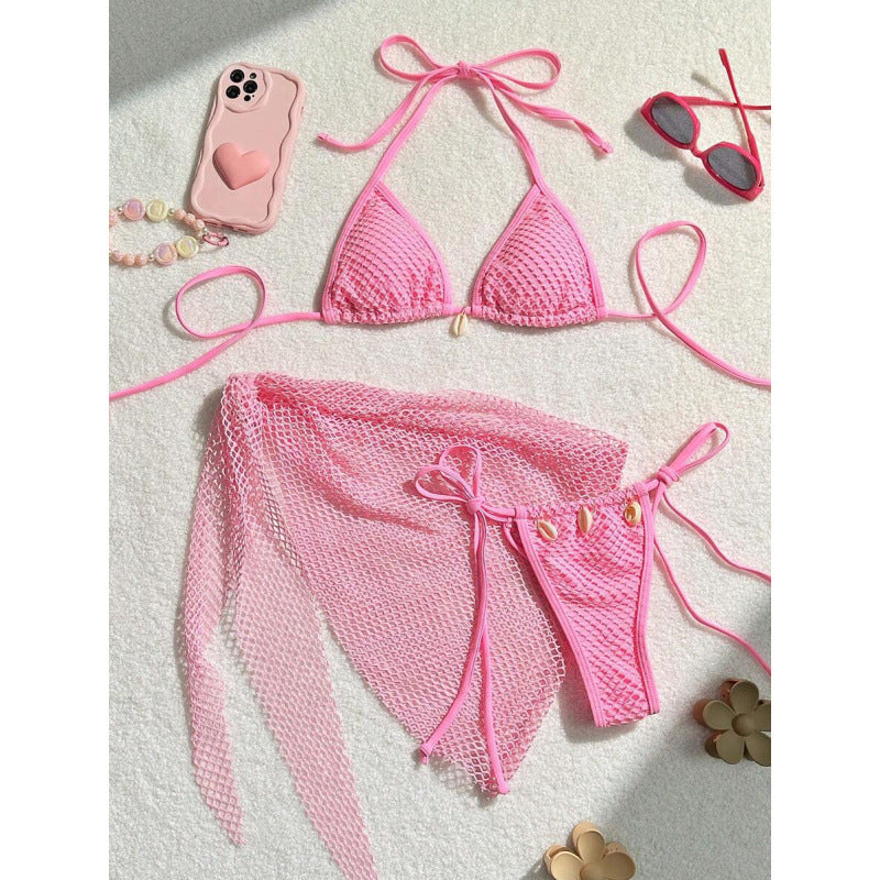 Damen Netz-Bikini-Set mit modischen Schleifen und Muscheldetails Echo Archiv